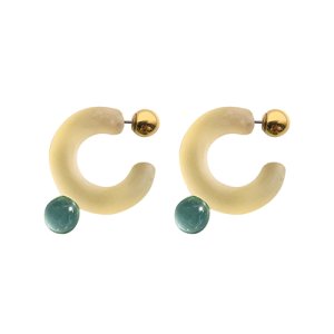 画像1: Glass Hoop C Pierce / Light Yellow & Blue