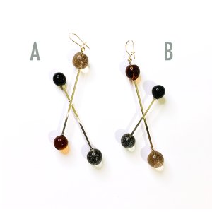 画像2: Cross Baton Earrings Amber