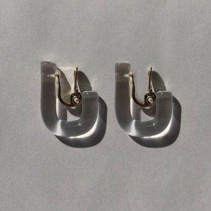 画像2: Glass Hoop U Earrings / Clear