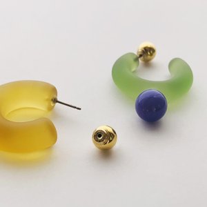 画像4: Glass Hoop C Pierce / Light Yellow & Blue