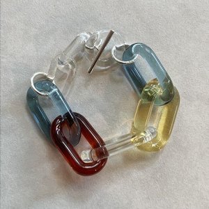 画像2: Glass Chain Silver Bracelet Mix Color