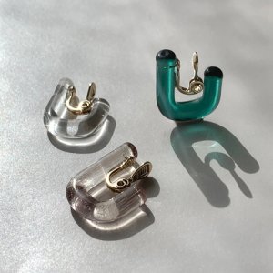 画像3: Glass Hoop U Earrings / Clear