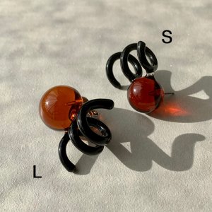 画像3: New Spiral Glass Earrings - Amber&BK -