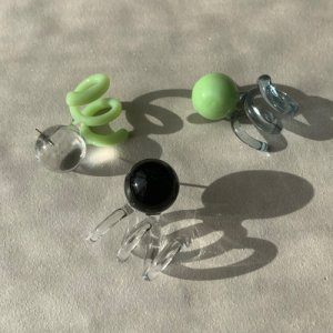 画像2: New Spiral Glass Earrings MINI - M.Green&Coma -