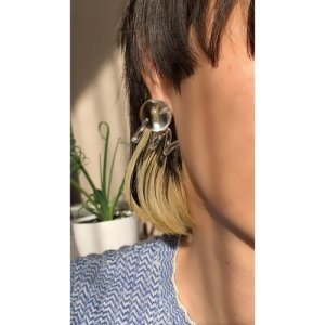 画像4: New Spiral Glass Earrings - Clear -