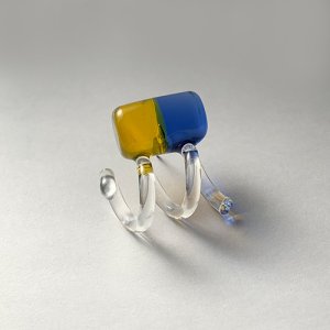 画像2: New Spiral TwoTone Glass Earrings - Blue&Yellow -