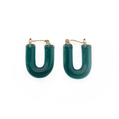 Glass Hoop U Pierce / Green