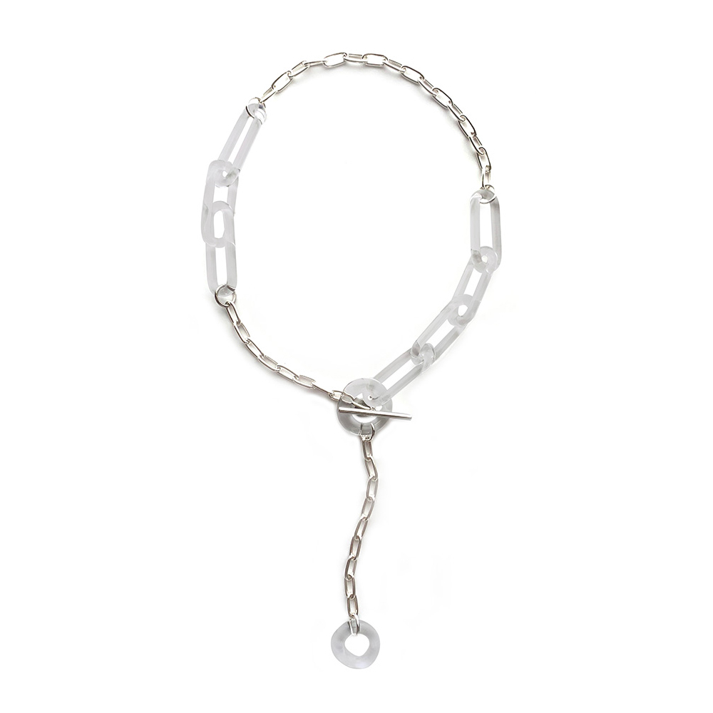 Glass Chain Silver Necklace