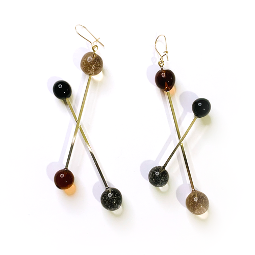 Cross Baton Earrings Amber