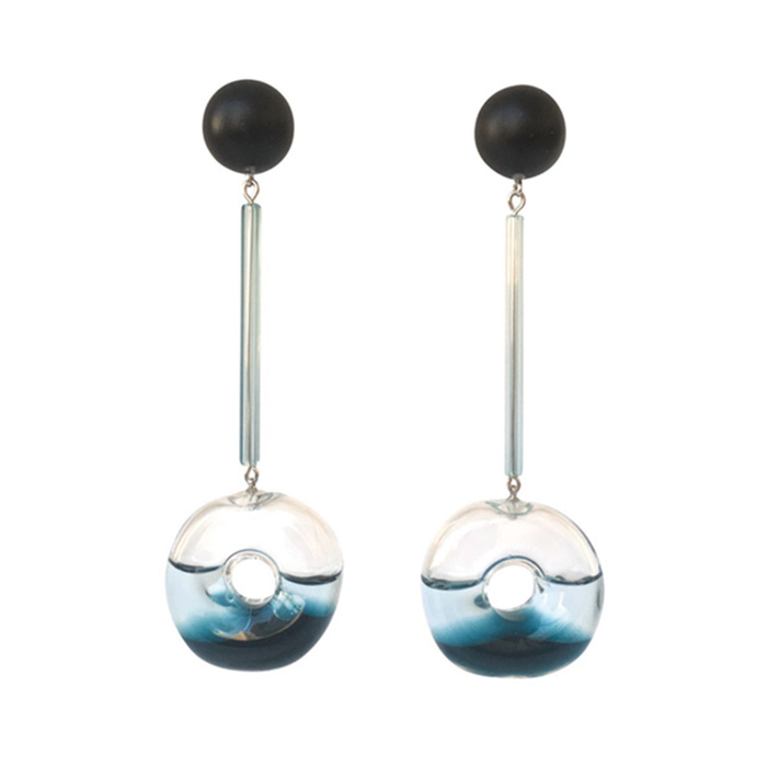 Flying Donuts Earrings Deep Blue